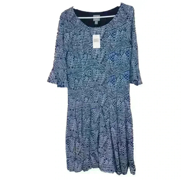 Rabbit Rabbit Rabbit Dress Women's Size 14 Button Blue Floral Cottage core Lined - Picture 1 of 12